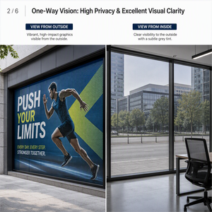<span class=keywords><strong>Film</strong></span> adhésif micro-perforé brillant pour vitres, autocollant graphique unidirectionnel pour vitres de voiture, idéal pour la promotion - Product Image 2