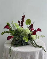 Groothandel 60cm rode kunstbloemenbollen Real Touch Dahlia Calla Lily bruiloft podium tafeldecoraties decoratieve bloempanelen