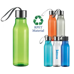 Eko dostu BPA ücretsiz 600ml 20oz soğuk su şişesi spor RPET plastik içme şişesi 304 paslanmaz çelik kapaklı