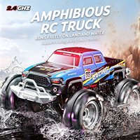 Camion RC amphibie tout-terrain avec lumières, double commande 2.4G, capteur de geste, voiture télécommandée étanche pour enfants