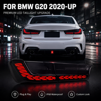 Feux arrière LED noirs fumés modifiés, guide de lumière rouge effet écaille de dragon, feu stop et de recul, montage direct pour BMW G20 2020, pièces de mise à niveau automobile