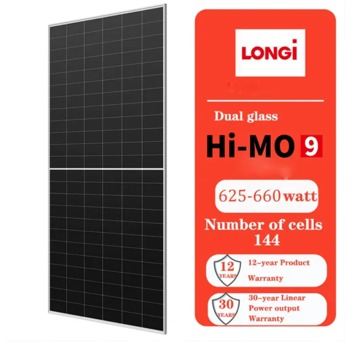 Longi Hi MO 9 Dual Glass PV Solar Panel Kit 625W 630W 635W 640W 650W ...