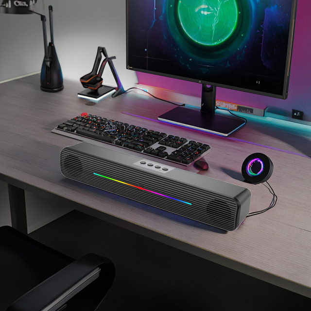 Factory Price Rgb for Desktop Laptop Wireless Integrated Wired Card Audio TV Gaming Speakers Soundbar