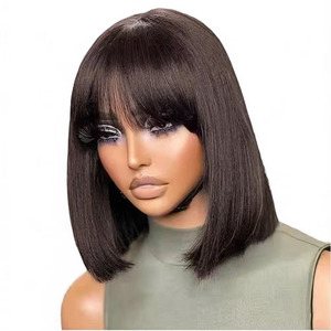Pelucas Cortas <span class=keywords><strong>de</strong></span> 10 Pulgadas con Flequillo, Estilo Brasileño y Vietnamita, <span class=keywords><strong>de</strong></span> Buena Calidad para Mujeres Negras, <span class=keywords><strong>Precio</strong></span> al por Mayor - Product Image 5
