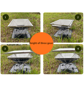 Mini barbecue portable pliable en acier argenté pour le <span class=keywords><strong>camping</strong></span> en plein air, ensemble de brasero, réchaud de <span class=keywords><strong>camping</strong></span> pliable, grilles à charbon de bois BBQ <span class=keywords><strong>PARADISE</strong></span> - Product Image 4