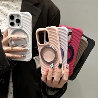 Coque de téléphone magnétique rotative de luxe avec anneau ondulé pour iPhone 17 Air 16 15 14 Pro Max, support invisible, antichoc, protection arrière