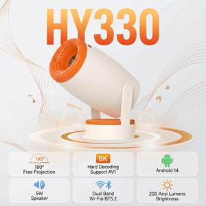 โปรเจคเตอร์ขนาดเล็ก HY330 8K Android 14 Wi-Fi 6 BT 5.2 ความสว่าง 200 Ansi ลูเมนส์ ฉายภาพได้ 180 องศา โปรเจคเตอร์พกพา - Product Image 1