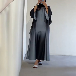 Ensemble Abaya Habib Muslim 2 pièces <span class=keywords><strong>dégradé</strong></span> ombré – Abaya ouverte dégradée avec robe intérieure – Vente en gros - Product Image 6