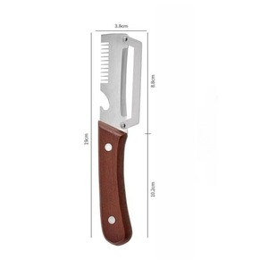 Outil de déchiquetage personnalisé en acier inoxydable, éplucheur domestique, coupe-légumes, petit outil de cuisine, manche en bois couleur caramel - Product Image 1