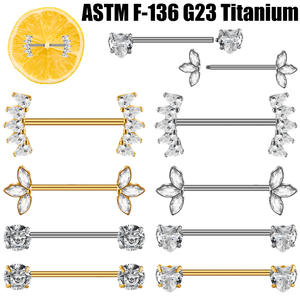 Anillos de Titanio G23 para <span class=keywords><strong>Piercing</strong></span> de Pezón, Joyería Corporal de Moda, <span class=keywords><strong>Piercing</strong></span> Sexy para el Pecho, Chapado en Oro con Circonita, Joyería de <span class=keywords><strong>Piercing</strong></span> Personalizada, Regalo - Product Image 1