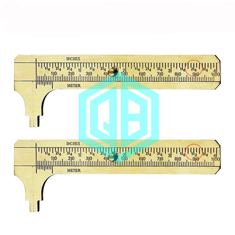 مسطرة صغيرة قياسية من النحاس الأصفر بمقاسات صغيرة 80 ملم / 100 ملم مسطرة نحاسية صغيرة محمولة بتصميم عتيق