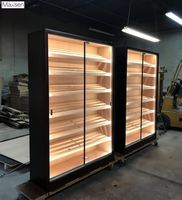 Vitrine murale LED en verre trempé noir moderne Maksen pour les magasins de tabac, les magasins de produits pour fumeurs, dimensions personnalisables