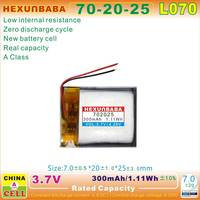 Baterai Lithium Ion Polimer 3.7V 300mAh 702025 2 Kabel untuk TWS Smart Watch MP3 Earphone Earbuds Headphone Headset L070