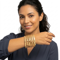 Juego de 6 Pulseras de Estilo Bohemio con Diseño de Estrella y Corazón, Brazalete Simple con Flores, Pulseras Apilables para Mujer, Joyería de Playa