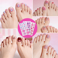 Stiker Kuku Kaki Tahan Air Warna Solid Gradasi Musim Panas dengan Glitter dan Stamping Foil Emas Teo Nail Strips Teo Nail Stickers