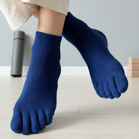 Chaussettes de sport à compression cinq doigts en coton solide, confortables, tricotées sur mesure, épaisses, vente en gros