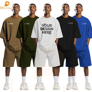 เสื้อยืดโอเวอร์ไซส์และกางเกงขา<span class=keywords><strong>สั้น</strong></span>สำหรับผู้ชาย ผ้าหนัก 250 กรัม ทรงหลวม ไหล่ตก ไซส์พลัส ชุดลำลองสองชิ้นสำหรับผู้ชาย ไซส์อเมริกา - Product Image 1