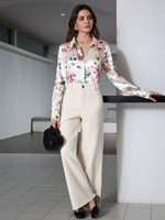 Chemise à manches longues pour femme, imprimé floral, col rabattu, style européen, nouvelle collection printemps, chemisiers décontractés pour femmes