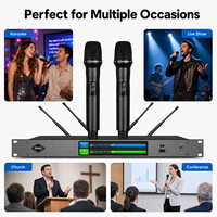 Système de microphone sans fil UHF double canal X2S-1 True Diversity pour spectacles sur scène, conférences et salles de réunion