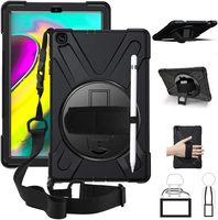 Étui en silicone robuste pour tablette Samsung Galaxy Tab S5E 10.5 ''T720 2019 360 Rotation Main Bandoulière Support Antichoc Couverture
