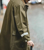 Veste de travail pour homme avec logo personnalisé, col en velours côtelé, réfléchissante, cargo, en coton, longue, style trench-coat, surdimensionnée, imperméable