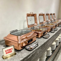 Plat chauffant électrique à affichage numérique 9L en acier inoxydable or rose pour buffet d'hôtel 400W 220-240V