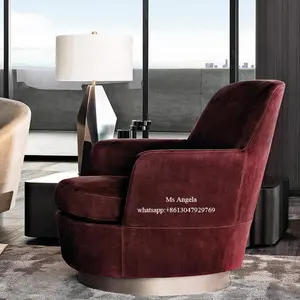 高品质不锈钢椅子白色天鹅绒休闲椅现代单人沙发椅子休息室客厅家具