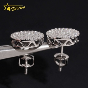 <span class=keywords><strong>Orecchini</strong></span> da uomo in <span class=keywords><strong>argento</strong></span> <span class=keywords><strong>925</strong></span> di alta qualità con moissanite, stile hip hop, con test diamante e finitura ghiacciata - Product Image 6