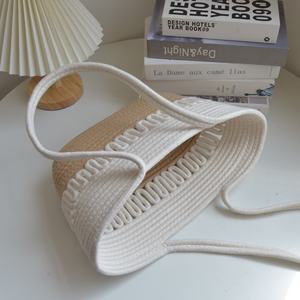 Bolso de mano de algodón versátil de estilo <span class=keywords><strong>japon</strong></span>és, cesta de playa portátil con dos asas y forro suave, Unisex bolso de hombro, correas duraderas - Product Image 4