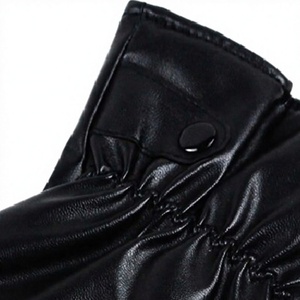 Gants en cuir longs jusqu'au poignet, style uni, écologiques, compatibles écran tactile, thermiques, chauds, pour toutes les saisons, usage quotidien, doublés de fourrure, noirs - Product Image 5