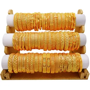Jewelry Wholesale High Quality 24K Plated Gold Bangles 18K Gold-Plated Luxury Fashion Exquisite All-Match Bridal Bracelet Bangle