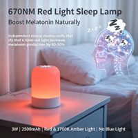 Lampe de chevet portable ks LH16 670nm à lumière rouge pour l'aide au sommeil, avec contrôle tactile PP, intensité variable en continu, pour le soulagement du stress, le yoga, la méditation et les voyages, idéale pour bébé