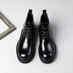New Luxury Men's Lace up <b>Platform</b> Leather <b>Boots</b> Fashionable Outdoor Work <b>Boots</b> with Comfortable Soles Business Leather <b>Boots</b> - Product Image 4