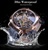 Top Clock Forsining Herren uhr Luxus Echt leder Mode Royal Transparent Skeleton Herren Automatik Mechanische Uhren