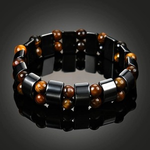 천연석 타이거아이 헤마타이트 6mm 2줄 비즈 팔찌 - Product Image 2