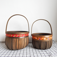 TF- GB11 Gros en bois décoratif Noël nouveau bébé bambou tissé garniture emballage panier pour tissé en vrac boîte Cadeau panier