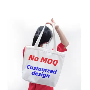 customized colorful bag Custom print Zipper Canvas Tote bag for traveling shopping bag