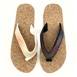 Sandales plates confortables en cuir pour femmes, printemps/automne/été, larges brides scintillantes, dégradé irisé noir coucher de soleil - Product Image 3