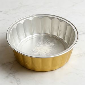 Contenitori in Alluminio Dorato di Alta Qualità, Ecologici, Monouso, per Cibo da Asporto con Coperchio in PP - Product Image 2