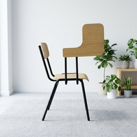 Chaise de formation empilable en contreplaqué avec tablette d'écriture, cadre métallique de qualité supérieure, chaise d'écolier pour salle de classe et salle de formation