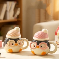 Nouvelle tasse et assiette en céramique Lelyi, motif pingouin mignon et créatif, design de dessin animé, pour la famille et les couples