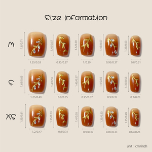 10 <span class=keywords><strong>faux</strong></span> <span class=keywords><strong>ongles</strong></span> carrés courts marron ambre ombré à presser, avec feuille <span class=keywords><strong>d</strong></span>'<span class=keywords><strong>or</strong></span> et strass étincelants, réutilisables - Product Image 6