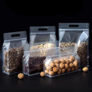 Échantillon gratuit pochette debout mat givré thermoscellable sac transparent à fond plat avec <span class=keywords><strong>poignée</strong></span> zippée - Product Image 2