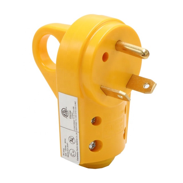ETL/NEMA TT-30R US 125V 2-Pole 3-Pin RV Replacement Plug 30A Electric Angle Socket for Travel Trailer Industrial