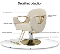 Salon portatif en or inclinable moderne de luxe professionnel chaise de barbier noire dorée classique chaise de coiffure