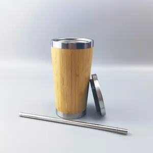 Tumblers toptan toplu pipetli bardak paslanmaz çelik bardak bambu