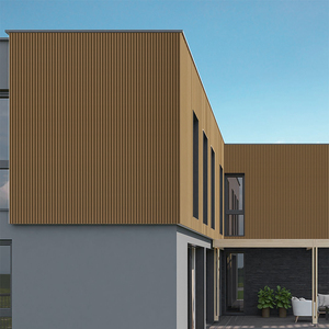 Revêtement mural extérieur en bois composite, grille cannelée décorative, lamelles co-extrudées WPC, panneau mural extérieur pour bardage <span class=keywords><strong>de</strong></span> maison - Product Image 3