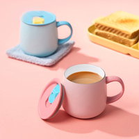 Mug de table isotherme sous vide avec revêtement céramique intérieur en acier inoxydable SUS304, poignée et couvercle à glissière pour bureau