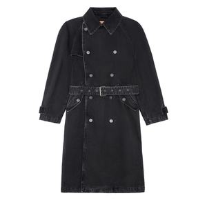 เสื้อโค้ทเทรนช์โค้ทผู้ชาย สไตล์วินเทจสุดหรู สีเทาซีดจาง ผ้าฝ้าย 100% กระดุมสองแถว มีเข็มขัดรัดเอว แจ็คเก็ตเดนิมยาว กันลม สำหรับผู้ชาย - Product Image 6