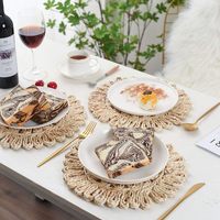 Sets de table ronds tressés en rotin naturel, napperons creux en osier pour table de salle à manger et de cuisine, idéaux pour les fêtes